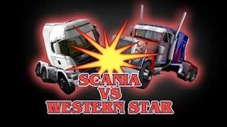 ETS 2  Scania Galvatron VS Western Star Optimus Prime  TRANSFORMERS  Peterbilt 389 [upl. by Nekal]