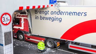 BERGING  Vrachtwagen vastgereden in tunnel ❗️❗️ [upl. by Naud]