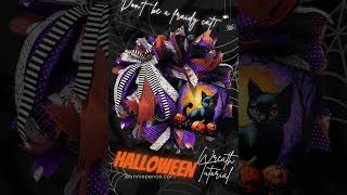 Halloween Wreath with Black Cat Sign  Tutorial and Supplies on Trendy Tree [upl. by Ydnew]