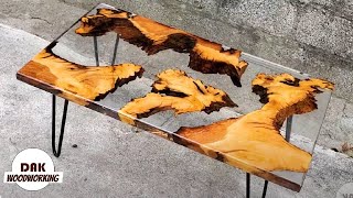 Epoxy Resin Table Art  Wood Projects  DAK Woodworking [upl. by Ylloj809]