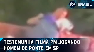 PM é flagrado jogando homem de ponte na zona sul de São Paulo  SBT Brasil 031224 [upl. by Towne]