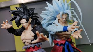 DOUBLE REVIEW SUPER SAIYAN 5 GOKU AND SUPER SAIYAN 4 DARK GOKU BLACK KONG STUDIOS [upl. by Sedgewinn]