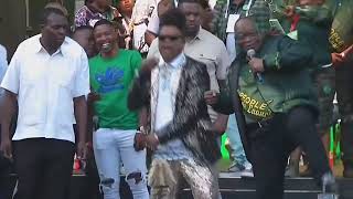 Short Video  MK Party President Jacob Zuma sings Umshini wami joined by Papa Penny on stage [upl. by Zolly]