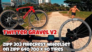 1st Ride Twitter Gravel V2 On ZIPP 303 Firecrest with ZIPP G40 Gravel Tires gopro gravelbike [upl. by Dnomyad]