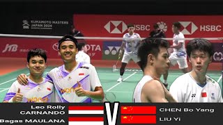 Leo Rolly CarnandoBagas Maulana INA vs Chen Bo YangLiu Yi CHN  QF MD Kumamoto Masters 2024 [upl. by Elocen]