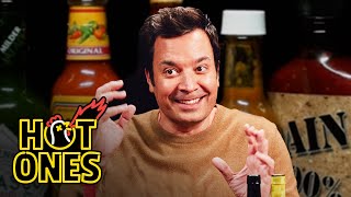 Jimmy Fallon Gets Spooked By Spicy Wings  Hot Ones [upl. by Lednik421]