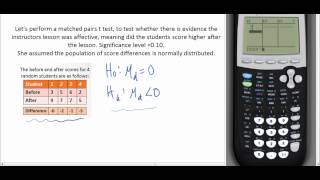 How to perform a matched Paired t test on TI84 Student Lesson example [upl. by Dusen18]