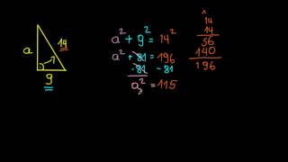 Przykład zastosowania twierdzenia Pitagorasa do obliczenia boku trójkąta [upl. by Nahgaem]