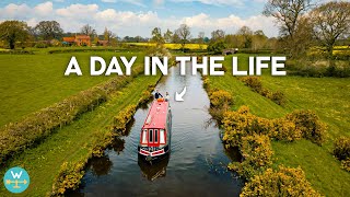 DAILY LIFE ABOARD A CANAL BOAT cruising Great Britain [upl. by Dash89]