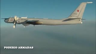 Dos aviones rusos de reconocimiento y guerra antisubmarina Tu142 asustan a la OTAN [upl. by Assener]