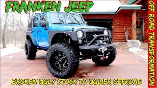 Frankenjeep buildFrom smashed up stock jeep to Off road body armor amp 4 x 4 mods [upl. by Attenor235]