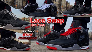 LACE SWAP  Jordan 4 Bred “Reimagined” [upl. by Esereht303]