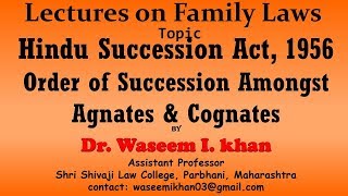 Hindu Succession Act 1956 Part 8  Order of Succession Amongst Agnates and Cognates [upl. by Ratha274]