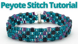 2 Drop Even Count Peyote Stitch Bracelt Tutorial with Seed and Cube Beads [upl. by Rozina]