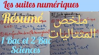 Les suites numériques Résumé du cours 1 bac et 2 Bac sciences [upl. by Iviv]