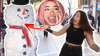 SCARY SNOWMAN PRANK IN PUBLIC HIDDEN CAMERA [upl. by Keiko]