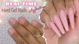 Real Time  Hard Gel Nails Application  Coffin Shape Nails  Builder Gel Nails Tutorial [upl. by Durwin491]