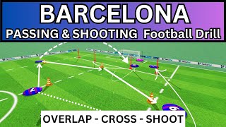 BARCELONA ShootingPassing FootballSoccer Drills  Crossing Overlapping Runs Finishing combinations [upl. by Carlyn655]