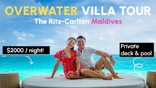 2000 a night Overwater Villa at RitzCarlton Maldives Tour  Maldives Vlog 7 [upl. by Trimble]