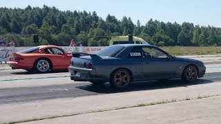 Dodge Viper GTS TT vs Nissan Skyline GTR R32 RB30DET 14 mile drag race [upl. by Aicilec552]