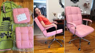 HomeZeer Pink Office Chair  Full Review with Installation [upl. by Carbo955]