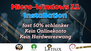 Installation Micro Windows 11  schlank und zwangloser  fast 50 kleiner GERMAN [upl. by Randy]