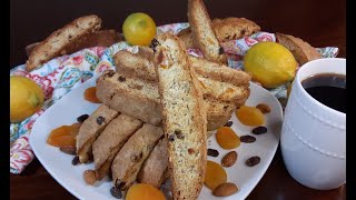 Biscotti Di Limone Con Mandorle Uvetta E Albicocche  Almond Apricot And Raisin Lemon Biscotti [upl. by Tallula]