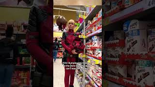 No More Shopping Lady Deadpool deadpoolcosplay marvel deadpool cosplay disney funny youtube [upl. by Ailed554]