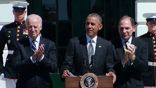 President Obama Speaks at the Wounded Warrior Project Soldier Ride Event [upl. by Teddman]