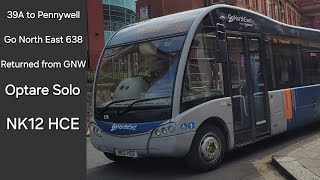 RETURNED FROM GO NORTH WEST Onboard Graphite 39A to Pennywell  Go North East 638  NK12 HCE [upl. by Krik1]