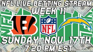 Cincinnati Bengals vs Los Angeles Chargers LIVE Bet Stream  NFL Football Week 11 [upl. by Nirrol]