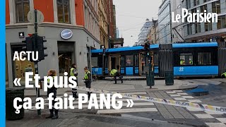 Un tram déraille et fonce dans un immeuble en Norvège [upl. by Euhc]