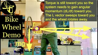 Gyroscopic Precession of a Bicycle Wheel Explained [upl. by Ovid162]