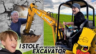 Stealing an EXCAVATOR with Grandpa FV Family Becoming Simpsons Vlog [upl. by Attenaej]