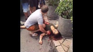 BREAKING NEWS Foreigner and Chinese girl attacked with samurai sword in Beijing [upl. by Nylissej686]