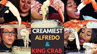 🦀🍲💦 Sauciest Alfredo Sauce ASMR JUICY GIANT DESHELLED KING CRAB MUKBANG COMPILATION 💦🍝👑 [upl. by Socha]