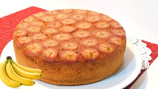 PASTEL VOLTEADO DE BANANA AL HORNO DELICIOSOMuy facil de hacer [upl. by Ecirtaeb]