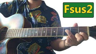 How to Play an Open Fsus2 Chord on Guitar  Guitar Lessons [upl. by Yhtamit]