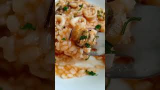 Risotto alla pescatora ❤️ un primo piatto di pesce raffinato gustoso aromatico 🥰  cucina food [upl. by Fatimah614]