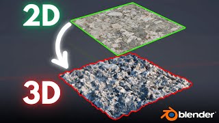 Turn a 2D Plane into a 3D Rocky Terrain in Blender in 1 Minute [upl. by Yenattirb]