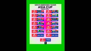 Full Schedule Emerging Asia Cup 2024  cricket [upl. by Suoicerpal]