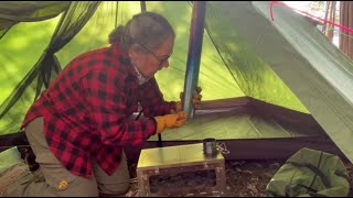 Attaching the stovepipe to Hot Tent Stove [upl. by Sou500]