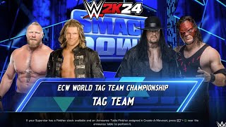 WWE 2K24  Brock Lesner amp Edge Vs Under Taker amp Kane  World Tag Team Championship Match [upl. by Glennon]