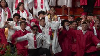 5 Haka at the end of Kahuku Graduation with leis [upl. by Leroj]