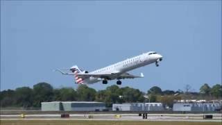 HD American Eagle CRJ900 pushback startup and takeoff from SarasotaBradenton Airport [upl. by Ynad]