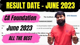 CA Foundation June 2023 Result Date I CA Foundation June 2023 Result ICAI I CTC Classes [upl. by Nauqe]