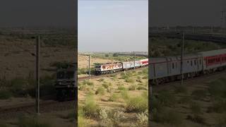 Train14707Bikaner Dadar Ranakpur Exp powered with WAP 5 BRC Spotting amidst sand dunes ofThar desert [upl. by Bailar86]