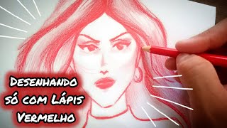 🖋️🎨Desenhando só com lápis vermelho MariMaria [upl. by Arema278]