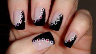 BlackWhitePink Dot Nails  Nail Art Tutorial [upl. by Fortune]