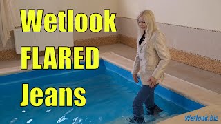 Wetlook FLARED Jeans Take Over Fashion  Wetlook girl jeans [upl. by Kalman410]